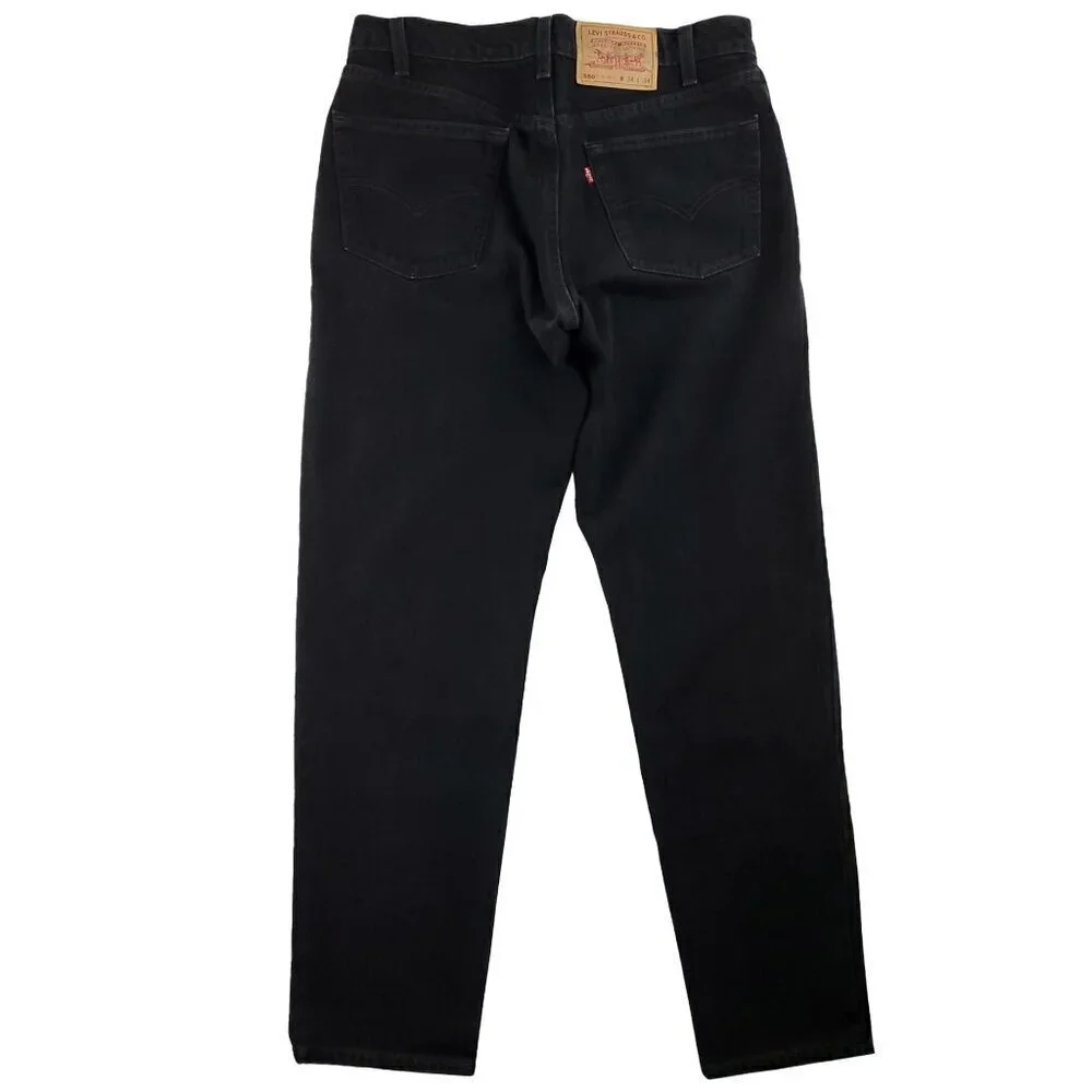 Levi's 550 Vintage Jeans 90s Relaxed Fit Batwing USA Black Denim Men's 34x34